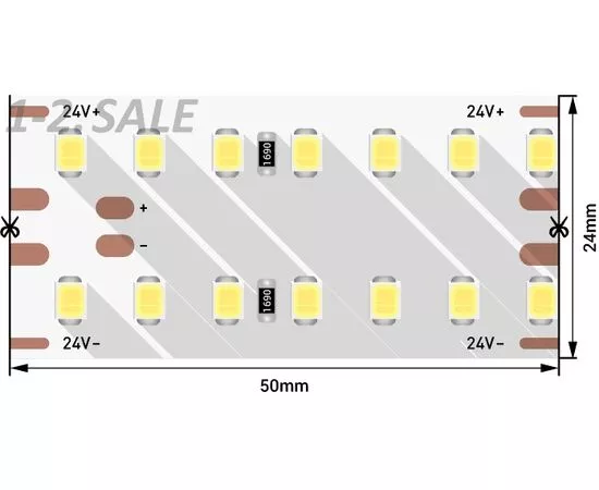 772577 - SWG/Design LED Лента св/д 24V 2x DSG 2835 DW 280L-V24-IP33 4000K 4K 700LED 25W/m (2.5м цена за метр) (1)