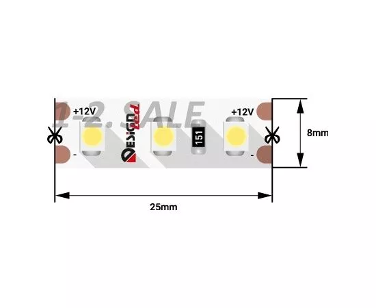 772591 - SWG/Design LED Лента св/д 12V DSG 3528 W 120L-V12-IP33 6000K 6K 120 LED 9.6 W/m LUX 5м цена за метр (1)