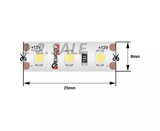 772598 - SWG/Design LED Лента св/д 12V DSG 3528 120L-V12-IP656000K 6K 120 LED 9.6 W/m LUХ (5м цена за метр) (1)