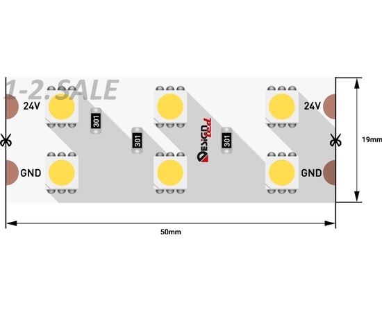 772612 - SWG/Design LED Лента св/д 24V 2x DSG 5050 WW 120 L-V24-IP33 3000K 3K 600 LED 288W/m LUX 5м цена за м (1)