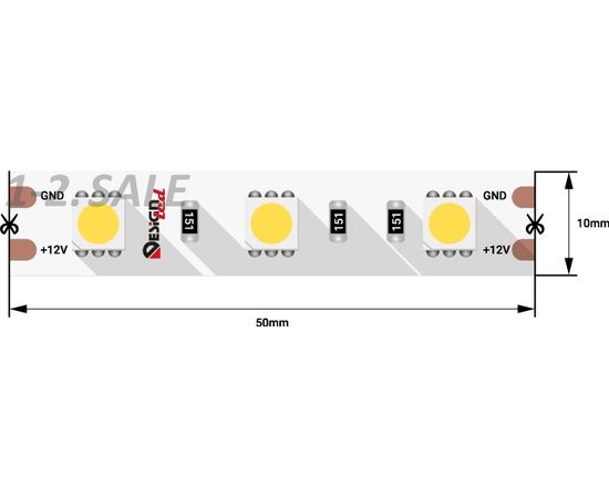 772618 - SWG/Design LED Лента св/д 12V DSG 5050 W 60L-V12-IP33 6000K 6K 300LED 14.4W/m LUX (5м цена за метр) (1)