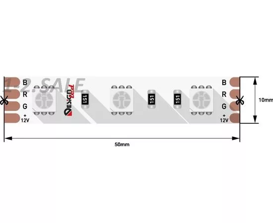 772619 - SWG/Design LED Лента св/д 12V DSG 5050 RGB 60L-V12-IP33 RGB 300LED 14.4W/m LUX (5м цена за метр) (1)