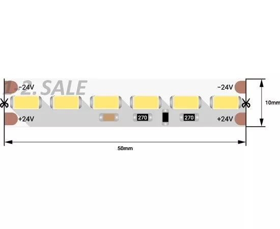 772633 - SWG/Design LED Лента св/д 24V DSG 5730 W 120L-V24-IP33 6000K 6K 600 LED 26.8W/m 5м цена за метр (1)