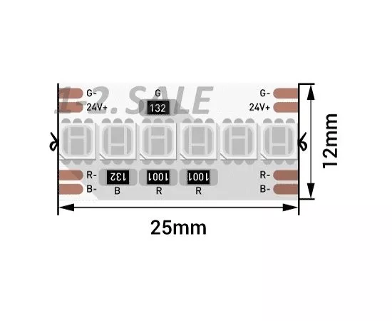 772636 - SWG/Design LED Лента св/д 24V DSG 3838 RGB 240L-V24-IP33 RGB 1200 LED 16.4W/m (5м цена за метр) (1)