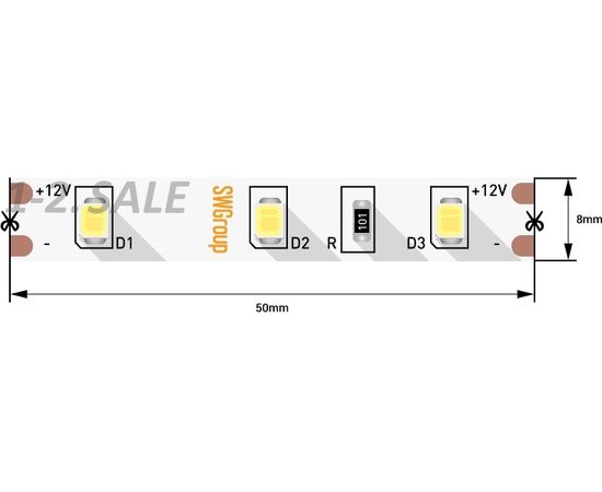 772665 - SWG Лента св/д 4.8W/m SMD2835 открытая (IP20) 4000K 4K 12V (5м цена за метр) (1)