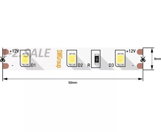 772666 - SWG Лента св/д 4.8W/m SMD2835 открытая (IP20) 2700K 2K, 12V (5м цена за метр) (1)