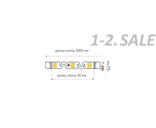 712598 - SWG Лента св/д стандарт 2835 60LED/m 9W/m 12V 450Lm/m (5м, цена за 1м) 8000K-10000К 2727 (6)