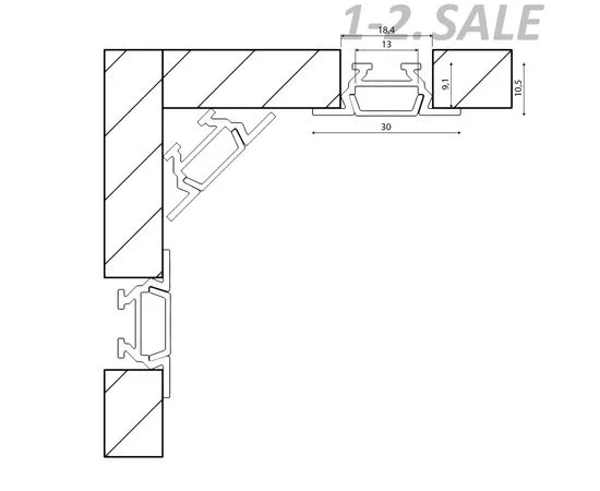 712746 - SWG Алюминиевый профиль (комплект) накладной/встраиваемый угловой RC-1030 9030 (4)