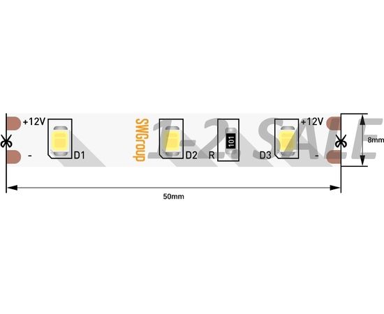 772665 - SWG Лента св/д 4.8W/m SMD2835 открытая (IP20) 4000K 4K 12V (5м цена за метр) (2)