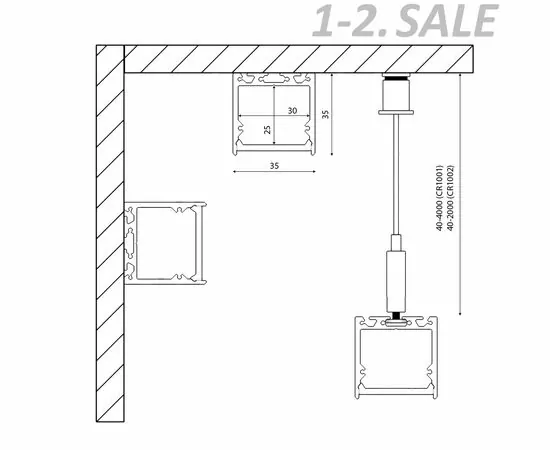 774460 - SWG/Design LED Подвесной алюминиевый профиль Design LED LS 3535, 2500 мм (7)