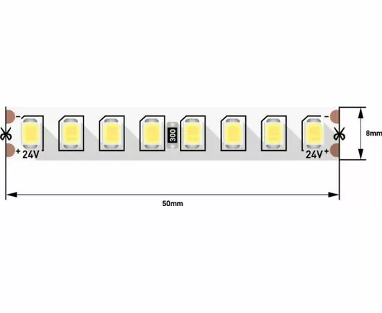 712567 - SWG Лента св/д ПРО 2835 160LED/m 14,4W/m 1600Lm/m (5м, цена за 1м) 24V 2800K-3200K 3K 8866 (1)