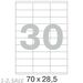 52699 - Этикетки самоклеящиеся MEGA LABEL 70х28,5 мм / 30 шт. на листе А4 (100 листов/пач.) 73638 (8)