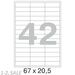 52701 - Этикетки самоклеящиеся MEGA LABEL 67х20,5 мм / 42 шт. на листе А4 (100 листов/пач.) 73640 (9)