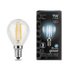 650796 - Gauss Filament лампа Шар G45 E14 9W(710lm) 4100K 4K 80x45 филамент (нитевидная), прозр. 105801209 (2)