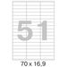 52702 - Этикетки самоклеящиеся MEGA LABEL 70х16,9 мм / 51 шт. на листе А4 (100 листов/пач.) 73641 (5)